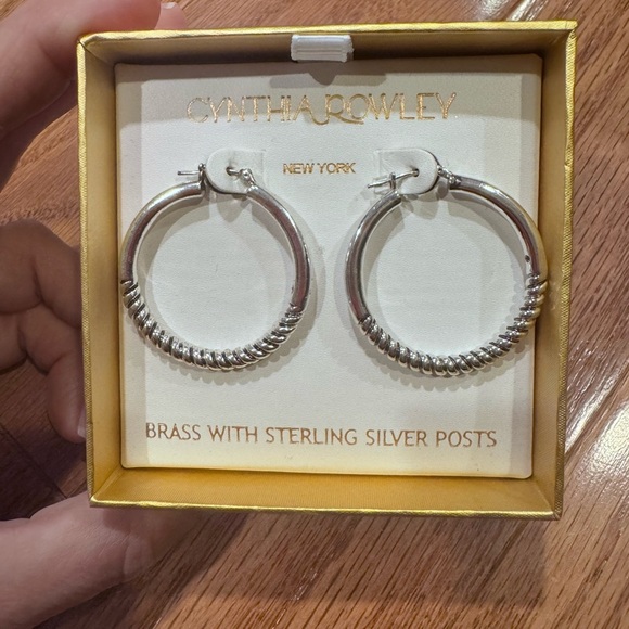 Cynthia Rowley Silver and Gold Hoop Earrings - Picture 1 of 2